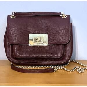 Michael Kors Turnlock Convertible Sloan Crossbody Bag Womens Burgundy Handbag